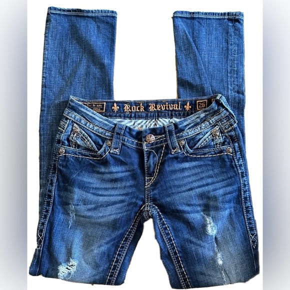 Rock Revival Leah Straight Jeans Size 26 - Picture 1 of 5
